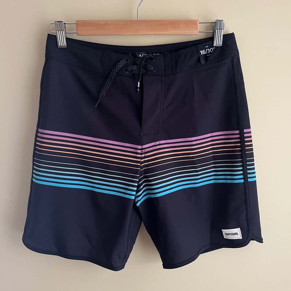 Rip Curl Board Shorts Boys 16 New NWT Black Beach Athletic Surfing Summer Pool